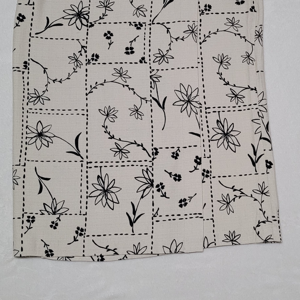 Vintage Studio C Beige Black Patchwork Floral High Rise Midi Wrap Skirt 12 - Picture 6 of 13